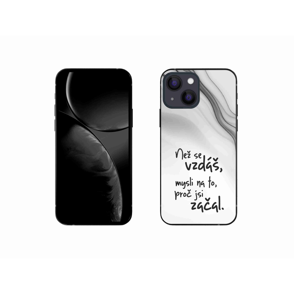 Gelový kryt mmCase na iPhone 13 mini 5.4 - citát 2 bílé pozadí
