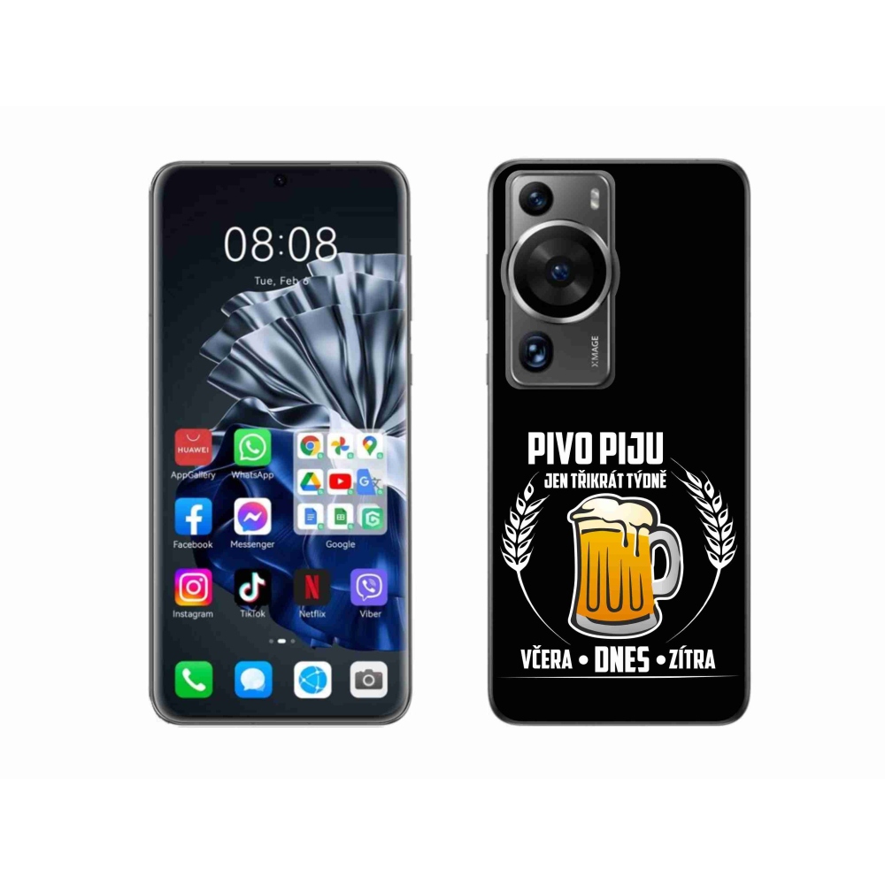 Gelový kryt mmCase na Huawei P60 Pro - pivní motiv černé pozadí