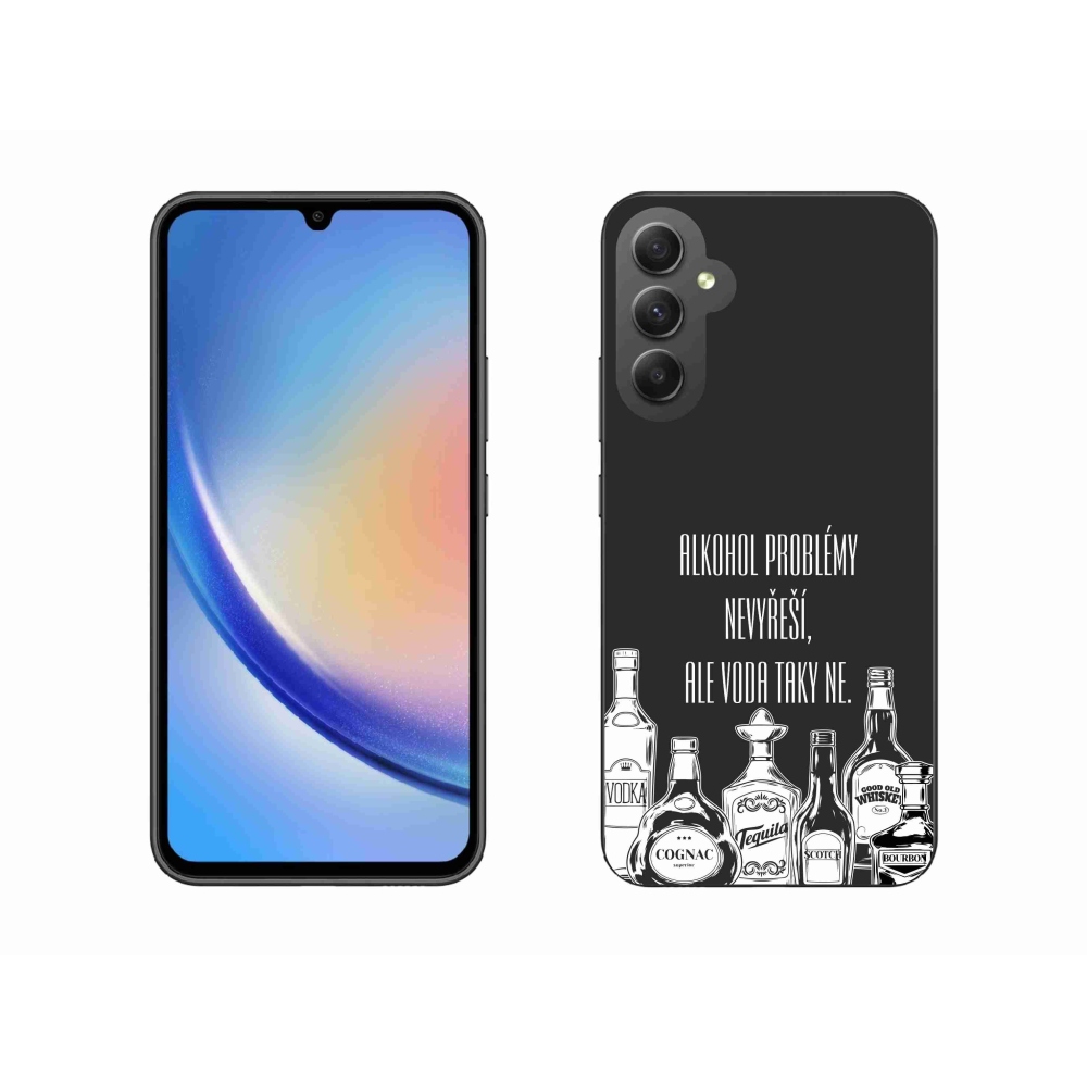 Gelový kryt mmCase na Samsung Galaxy A34 5G - vtipný text černé pozadí