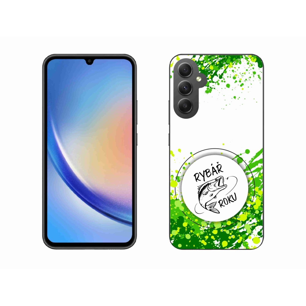 Gelový kryt mmCase na Samsung Galaxy A34 5G - rybář roku bílé pozadí