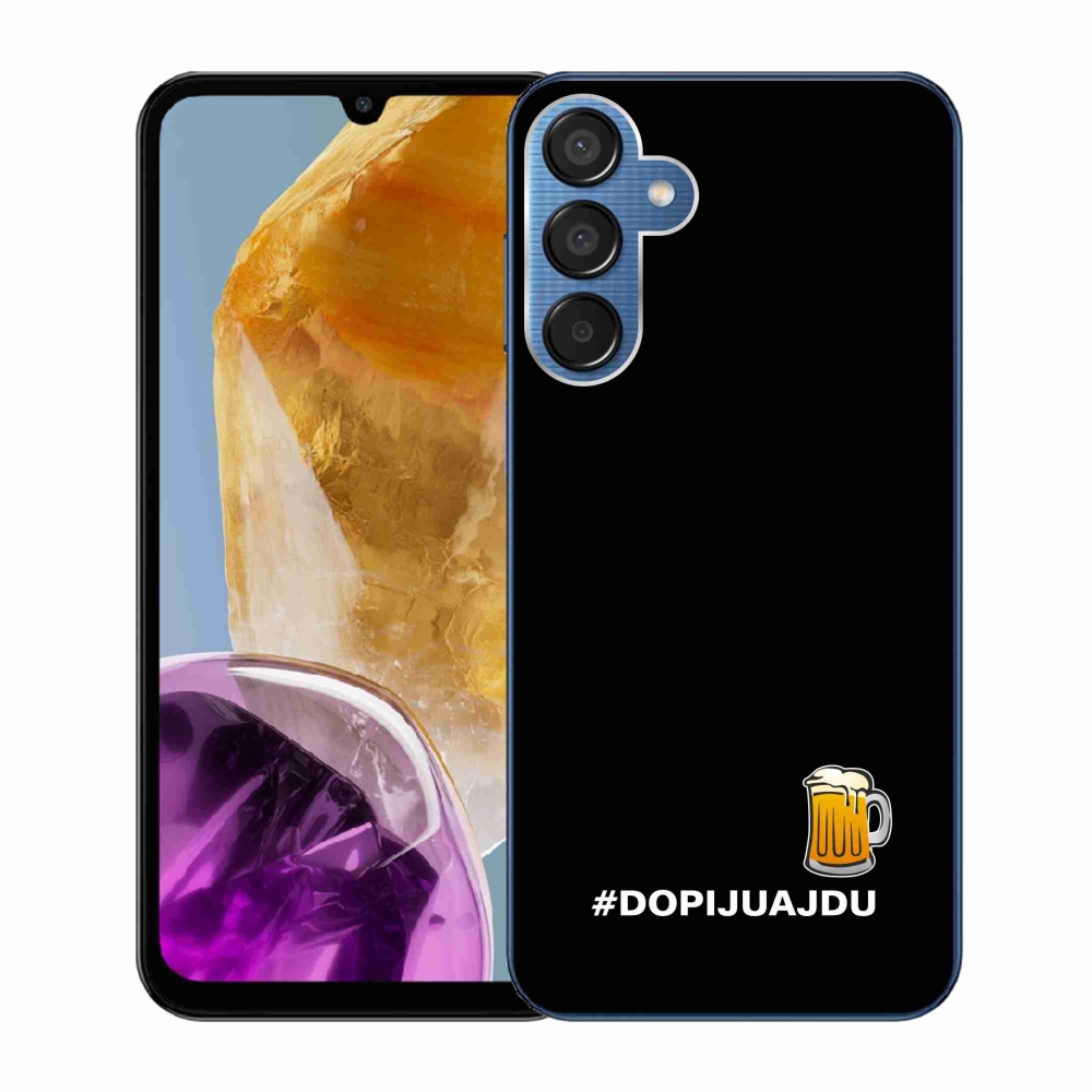 Gelový kryt mmCase na Samsung Galaxy M15 5G - pivní motiv 1 černé pozadí