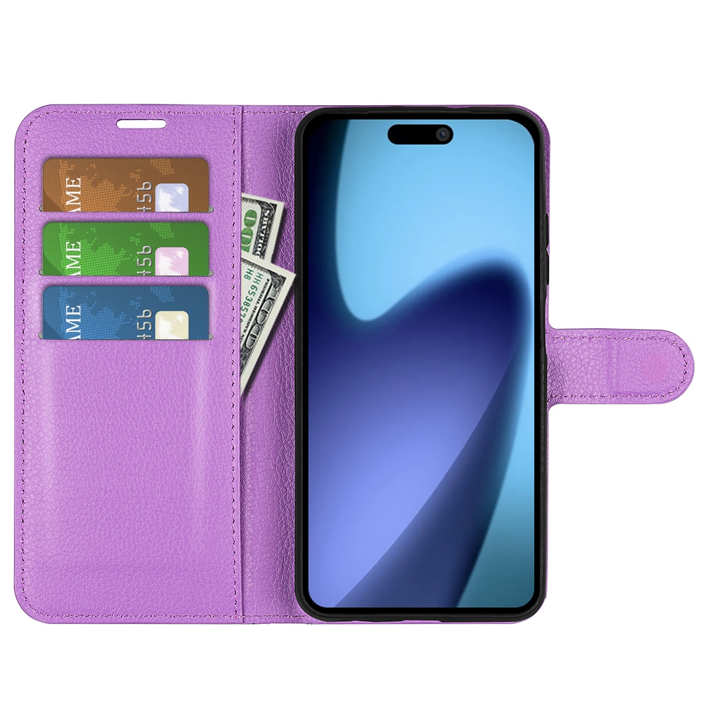 Litchi knížkové pouzdro na iPhone 17 Air - fialové