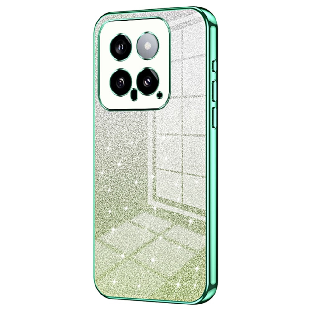 Cut gelový třpytivý obal na Xiaomi 14 - zelený