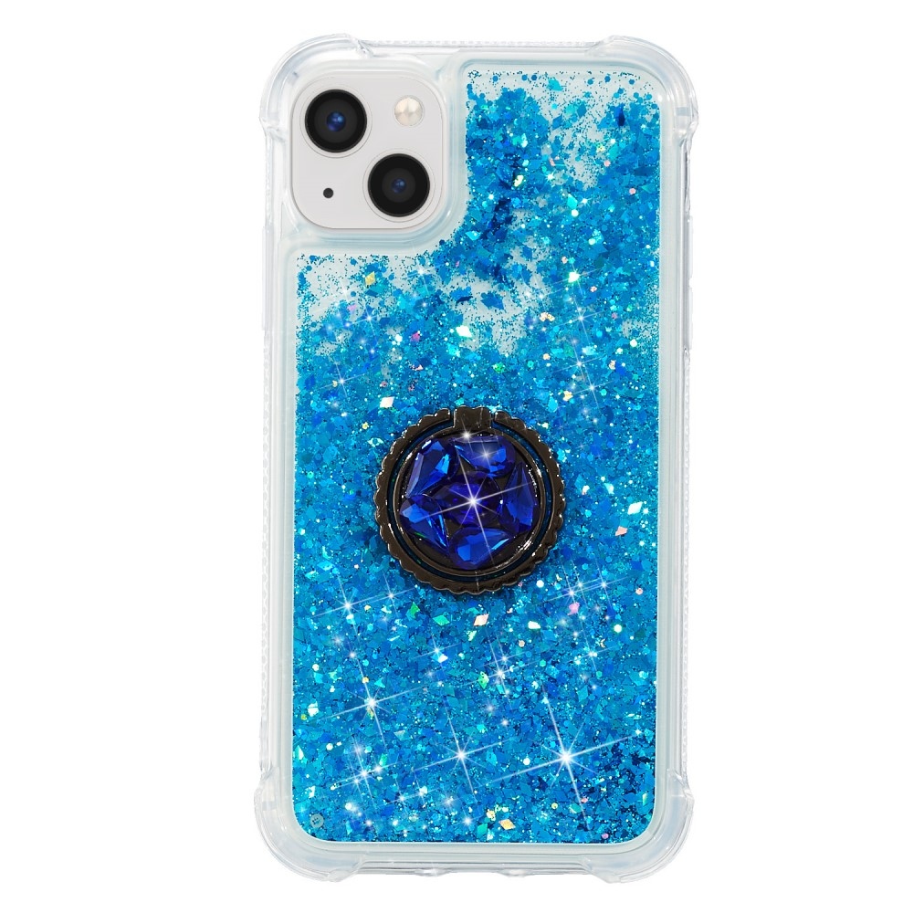 Glitter přesýpací gelový obal na iPhone 15 Plus - modrý