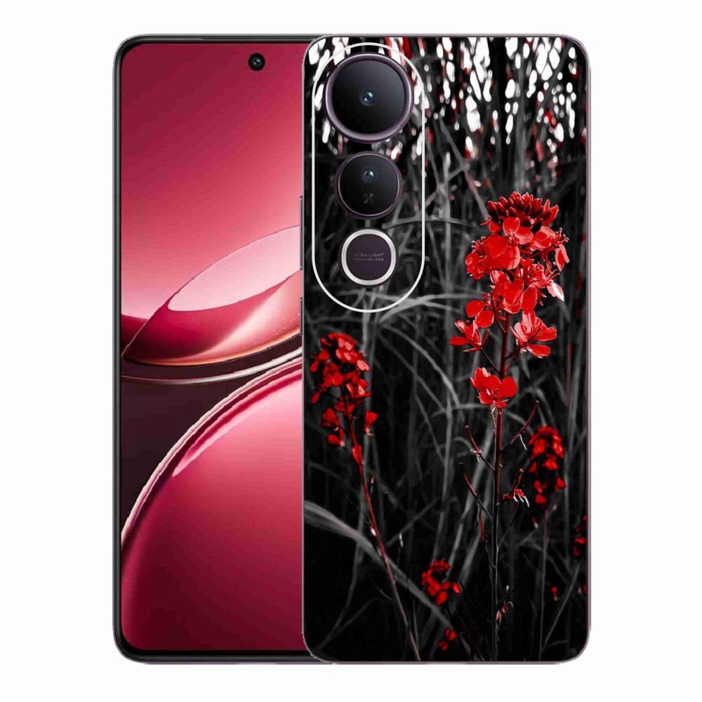 Gelový kryt mmCase na Vivo V50 Lite 4G/5G - červená rostlina
