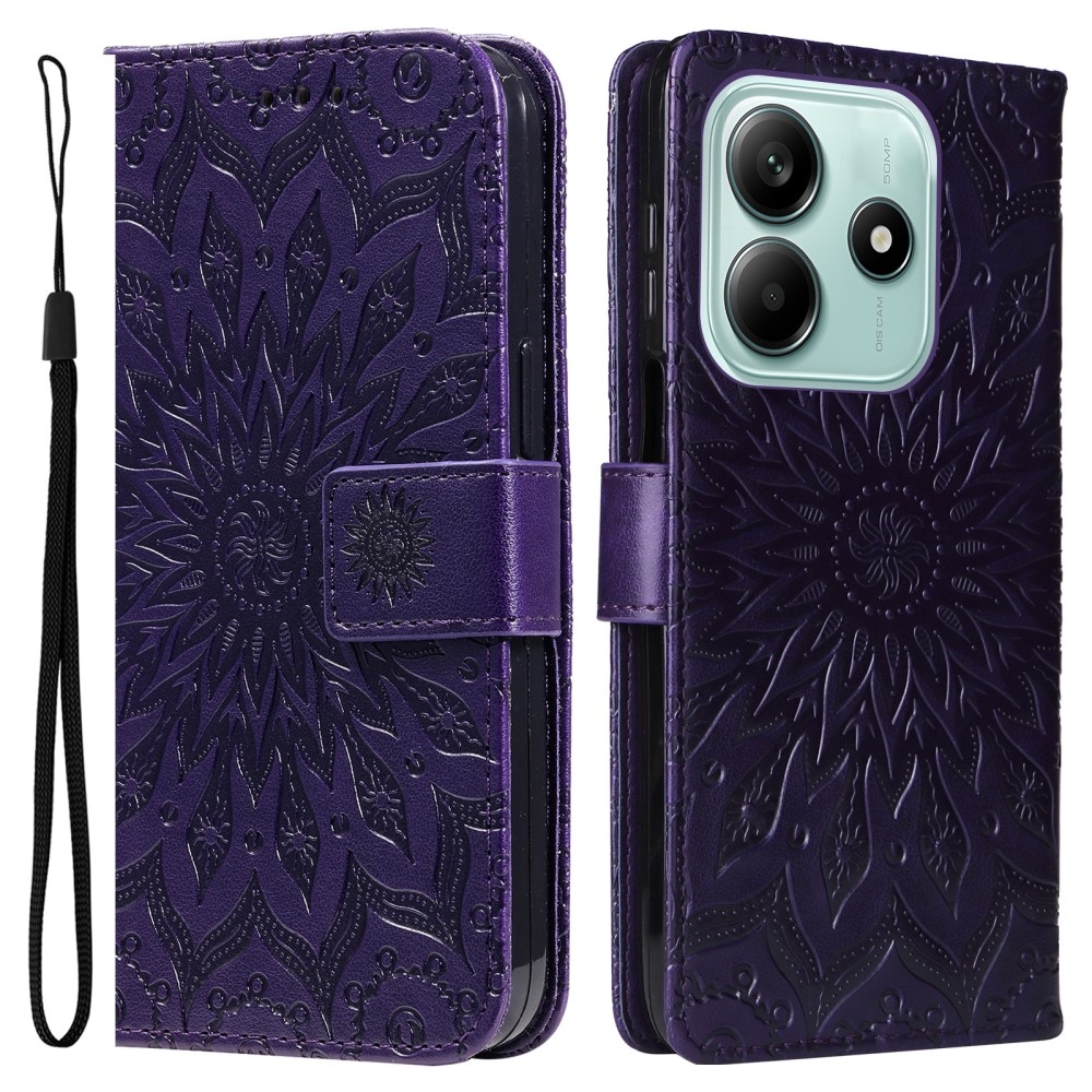 Sunflower knížkové pouzdro na Xiaomi Redmi Note 14 5G - tmavěfialové