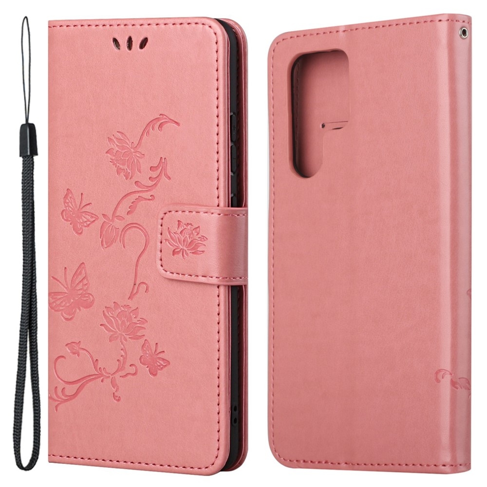 Flower knížkové pouzdro na Samsung Galaxy S24 Ultra - růžové