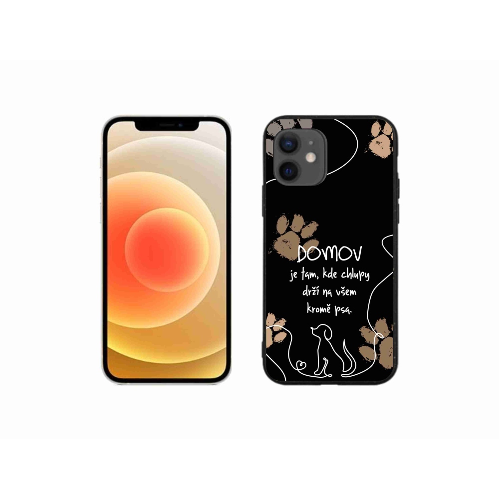 Gelový kryt mmCase na iPhone 12 mini - psí motiv černé pozadí