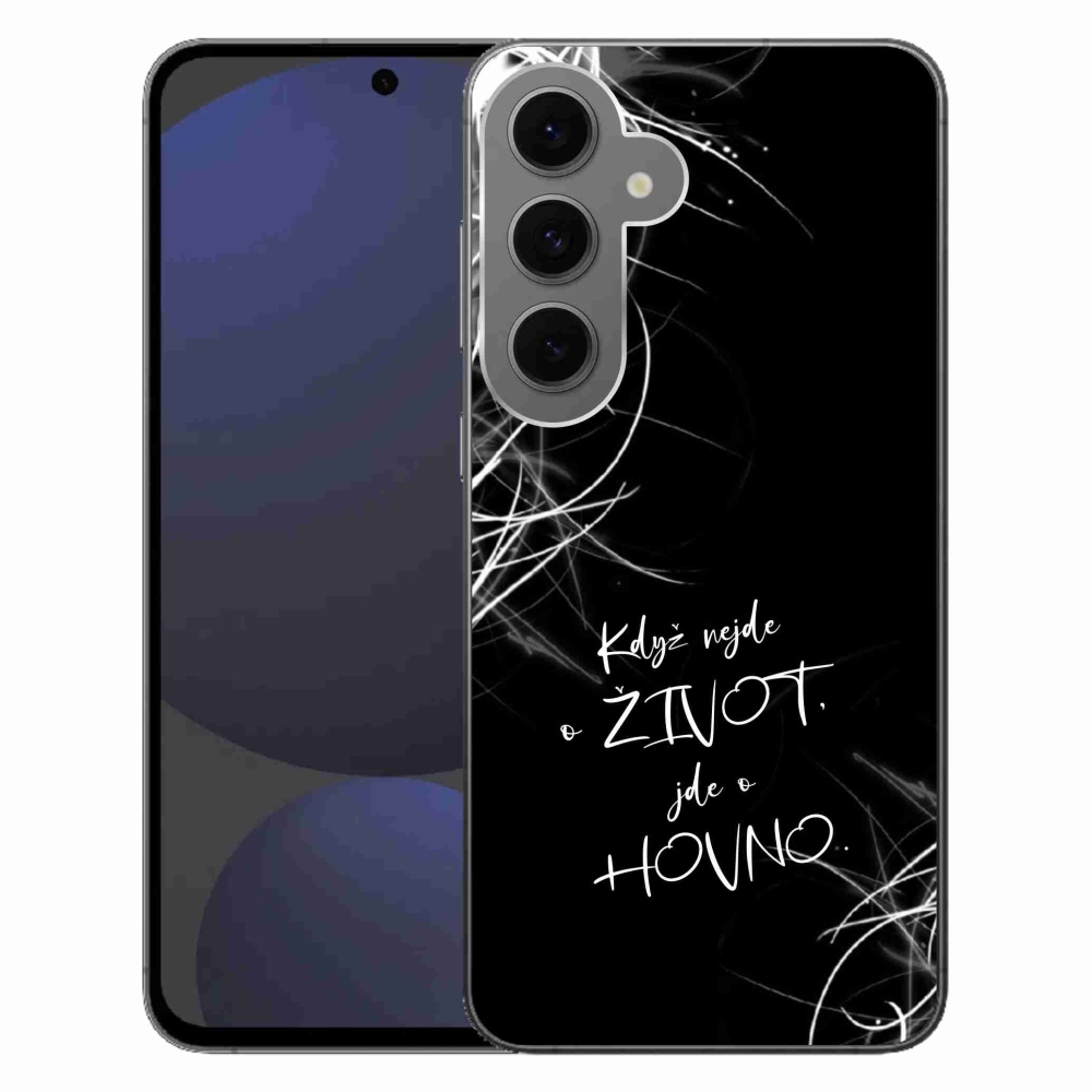 Gelový kryt mmCase na Samsung Galaxy S24 FE - vtipný text 16 černé pozadí