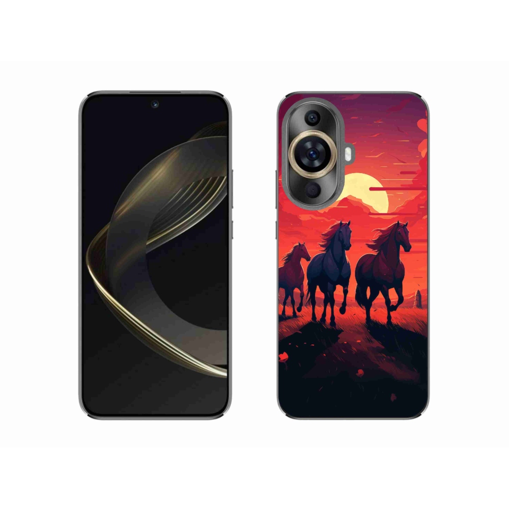 Gelový kryt mmCase na Huawei Nova 11 - koně a západ slunce