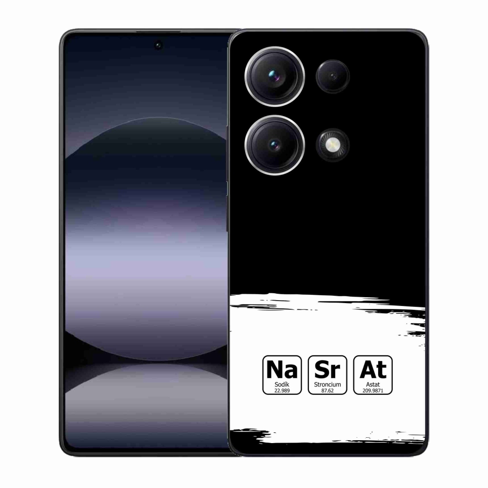 Gelový kryt mmCase na Xiaomi Redmi Note 14S - chemické prvky bíločerné pozadí