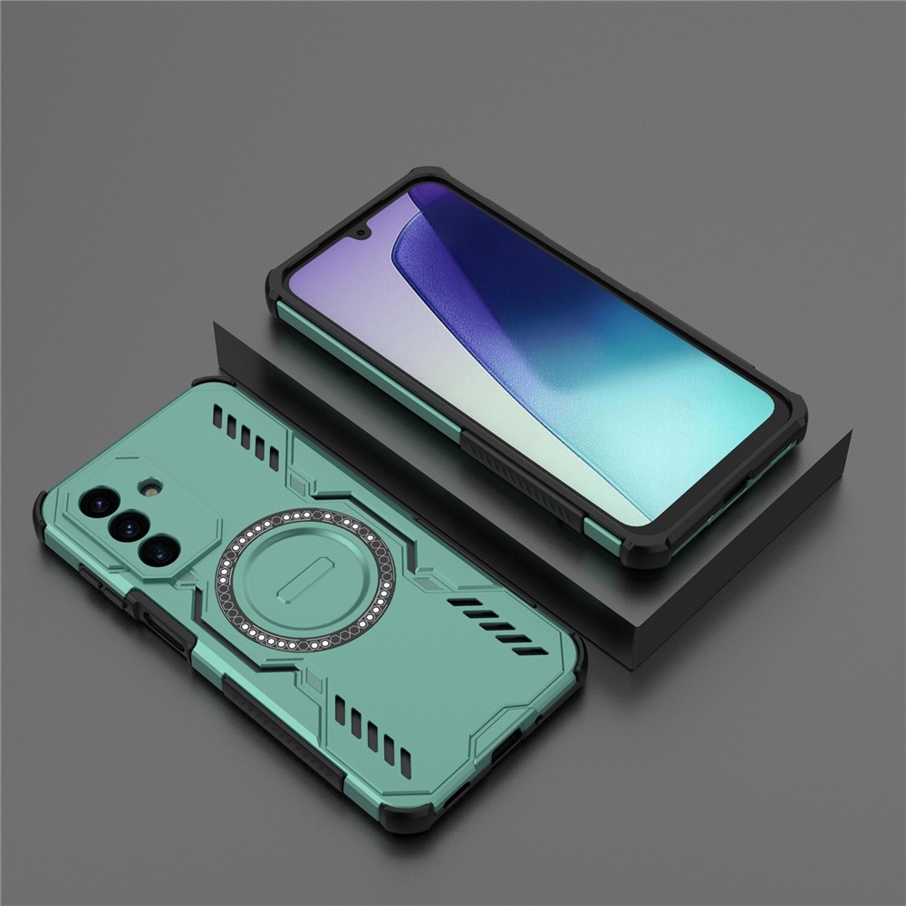 Hollow odolný kryt s MagSafe na Samsung Galaxy A17 5G - zelený