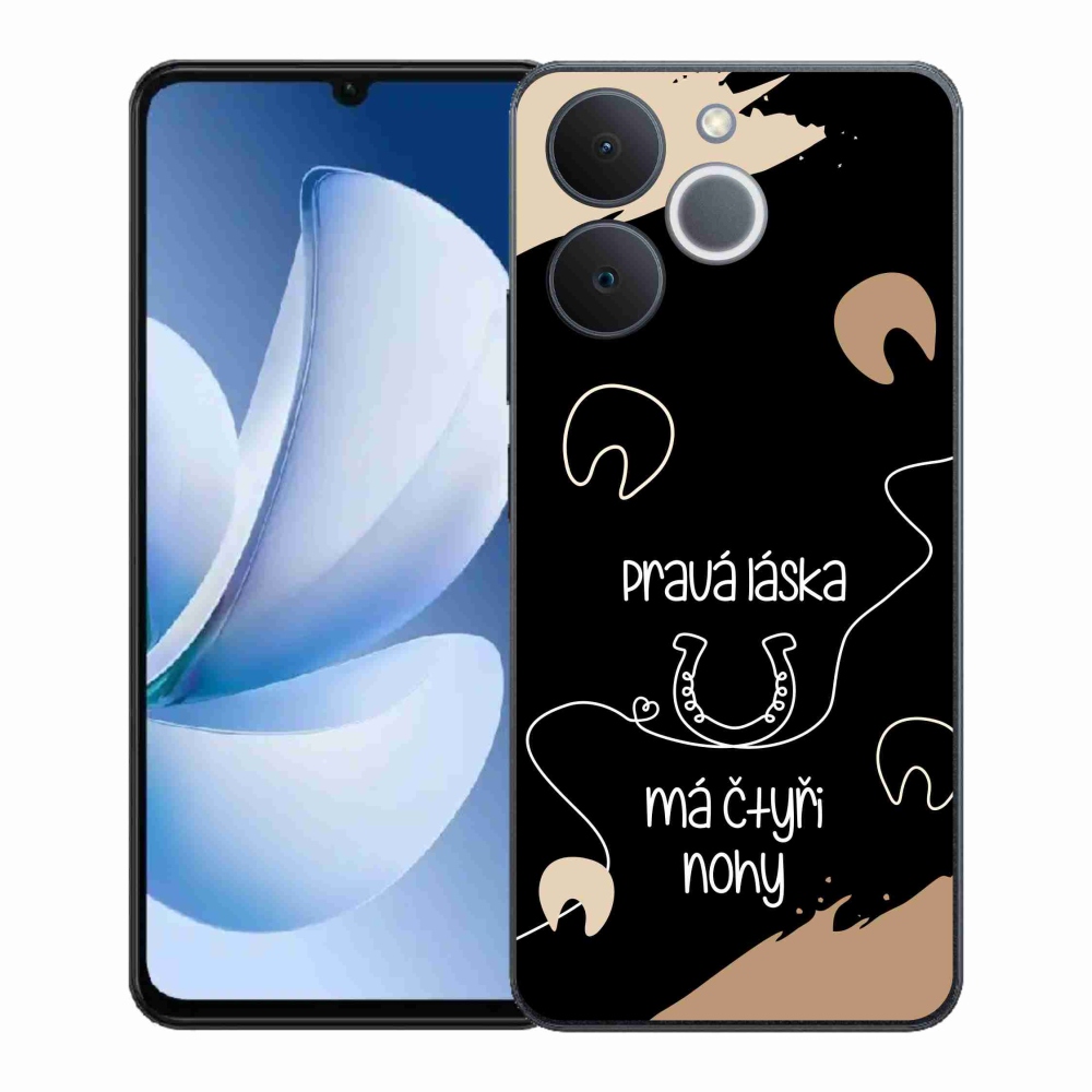 Gelový kryt mmCase na Realme Note 70T - koňský motiv černé pozadí
