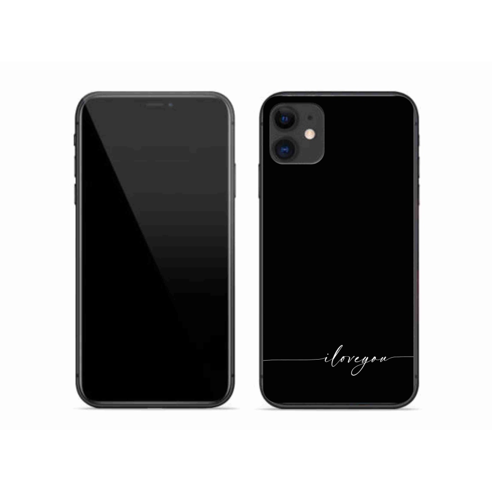 Gelový kryt mmCase na iPhone 11 - I love you černé pozadí