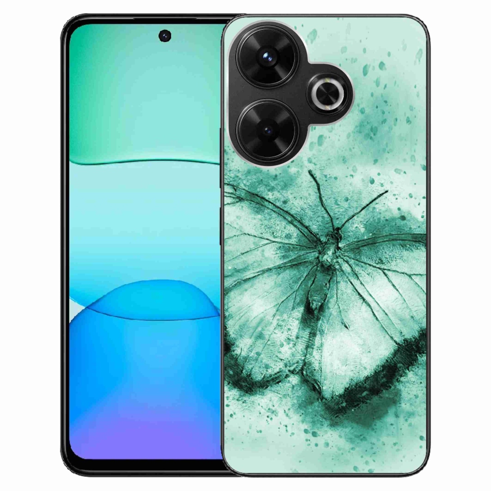 Gelový obal mmCase na Xiaomi Redmi 13 4G/Poco M6 4G - zelený motýl