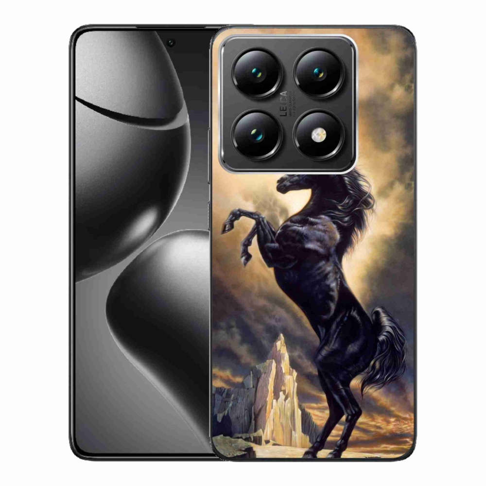 Gelový kryt mmCase na Xiaomi 14T Pro - černý kreslený kůň