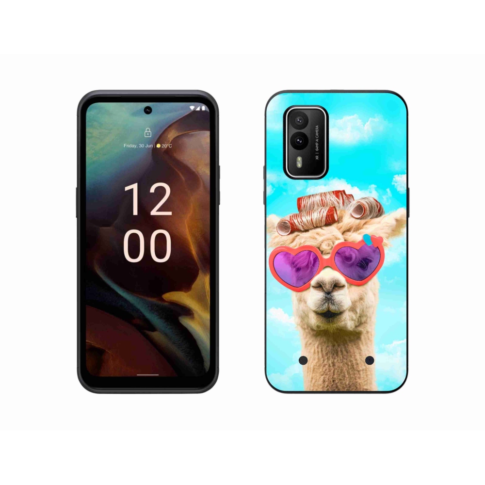 Gelový kryt mmCase na Nokia XR21 - lama s brýlemi