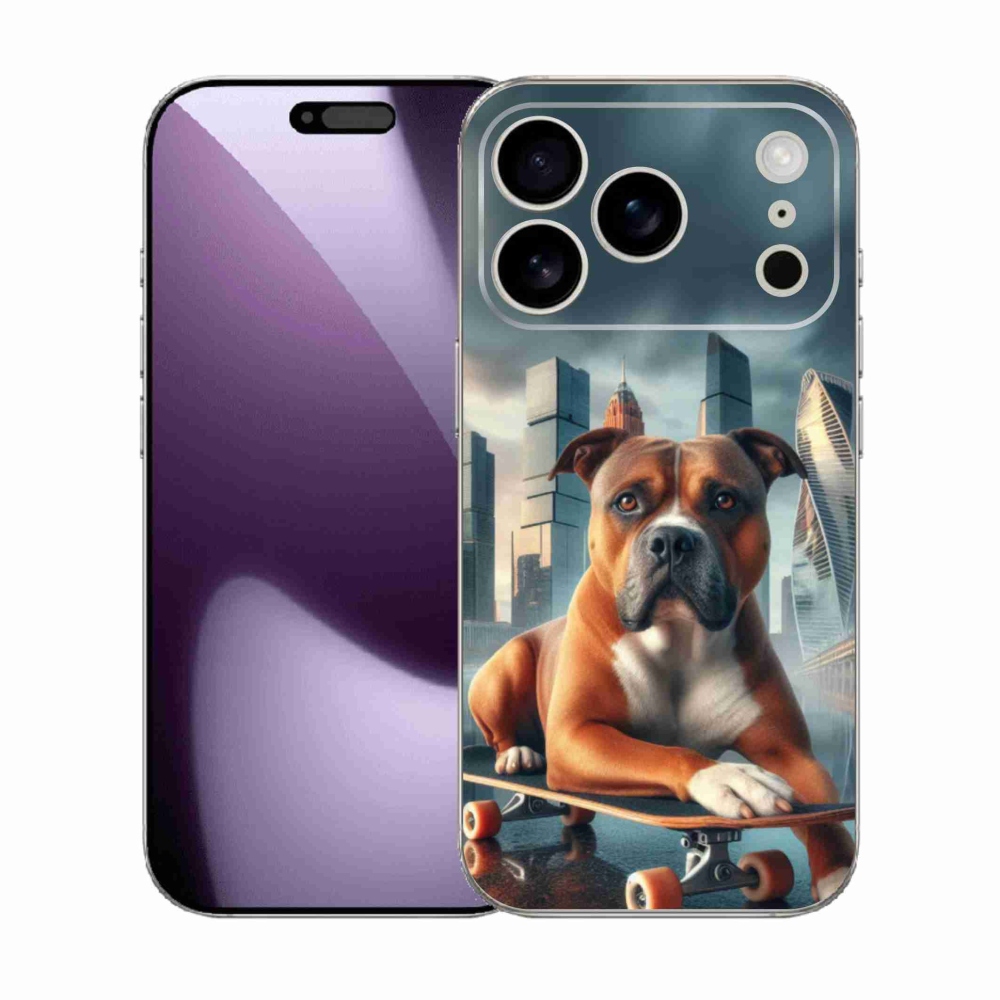 Gelový kryt mmCase na iPhone 17 Pro - pes na skateboardu