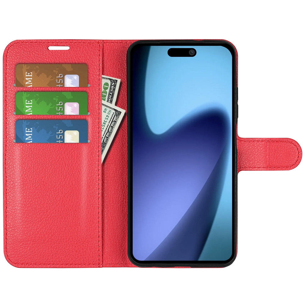 Litchi knížkové pouzdro na iPhone 17 Air - červené