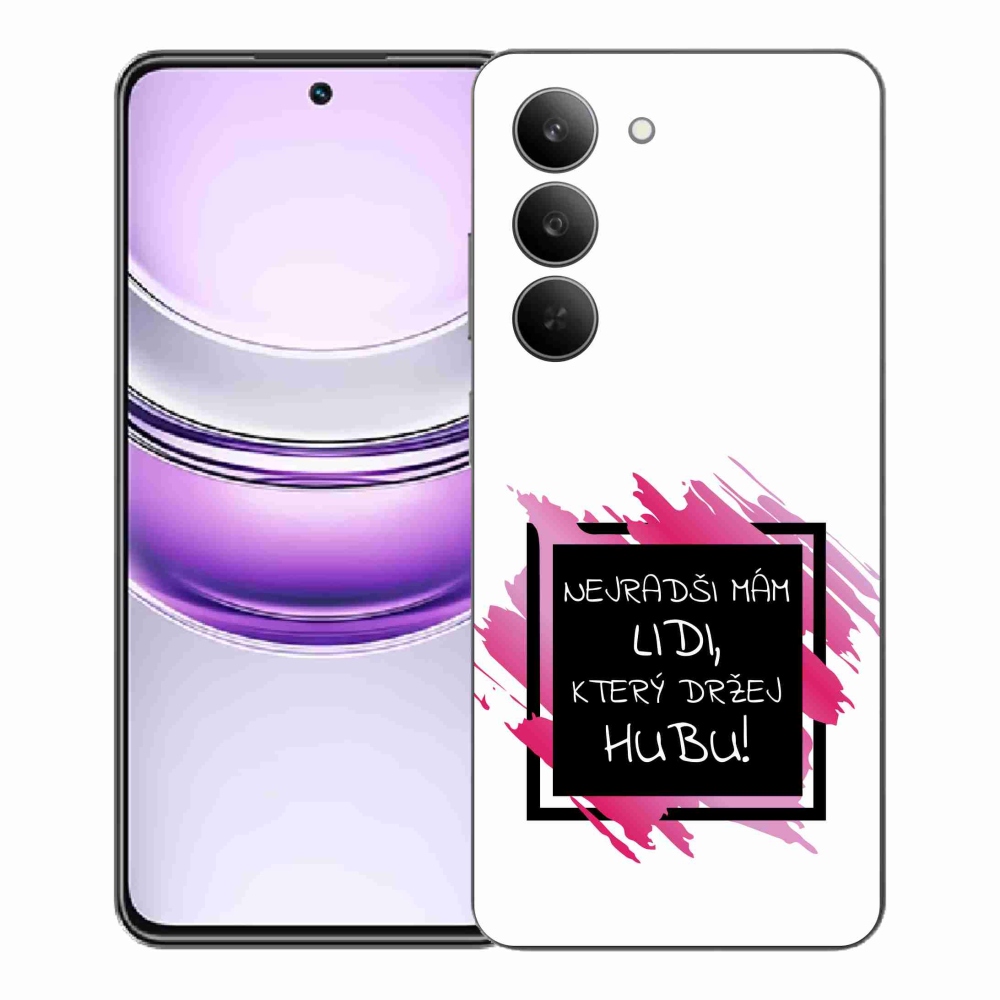 Gelový kryt mmCase na Realme 14x 5G - vtipný text 7 černobílé pozadí