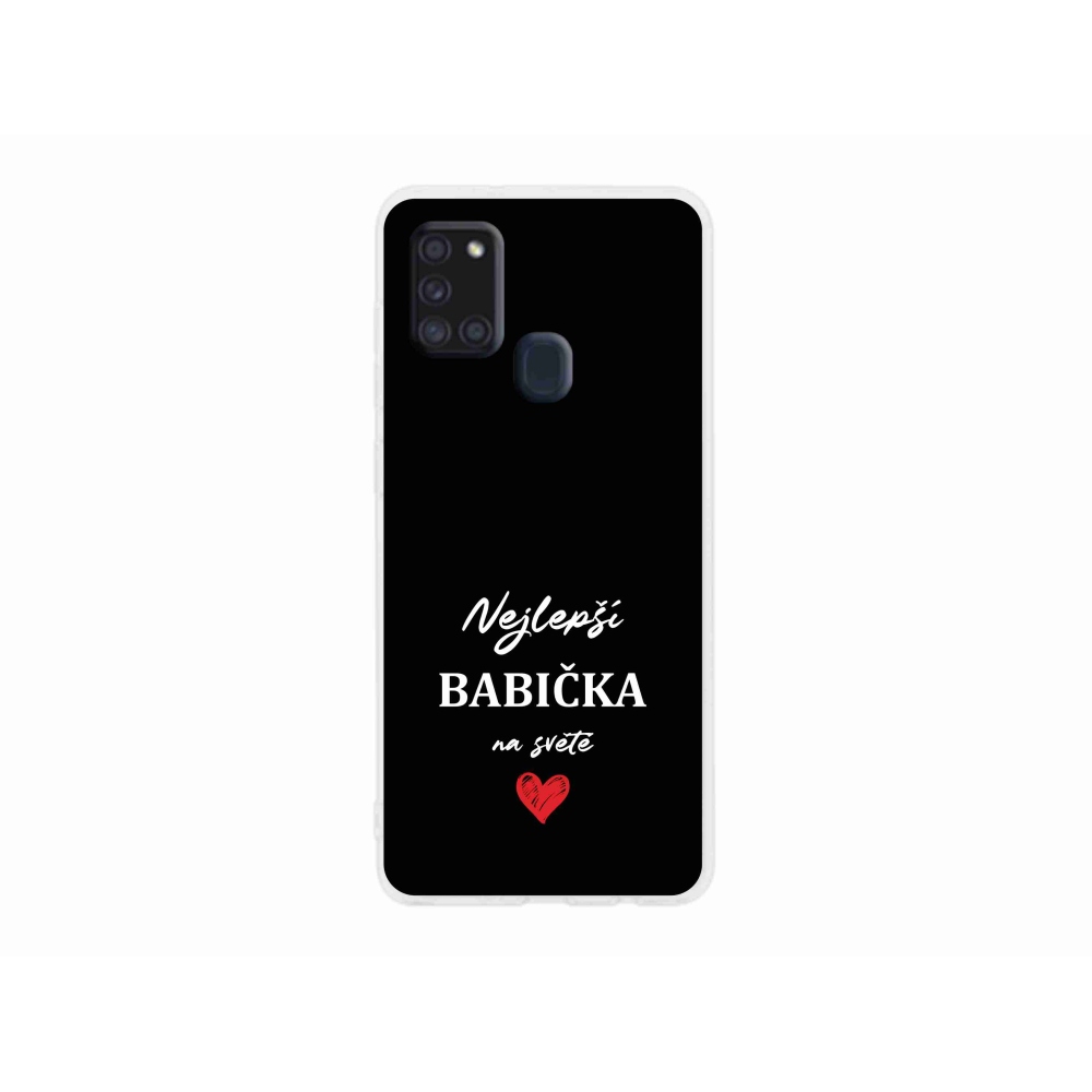 Gelový kryt mmCase na Samsung Galaxy A21s - nejlepší babička 1 černé pozadí