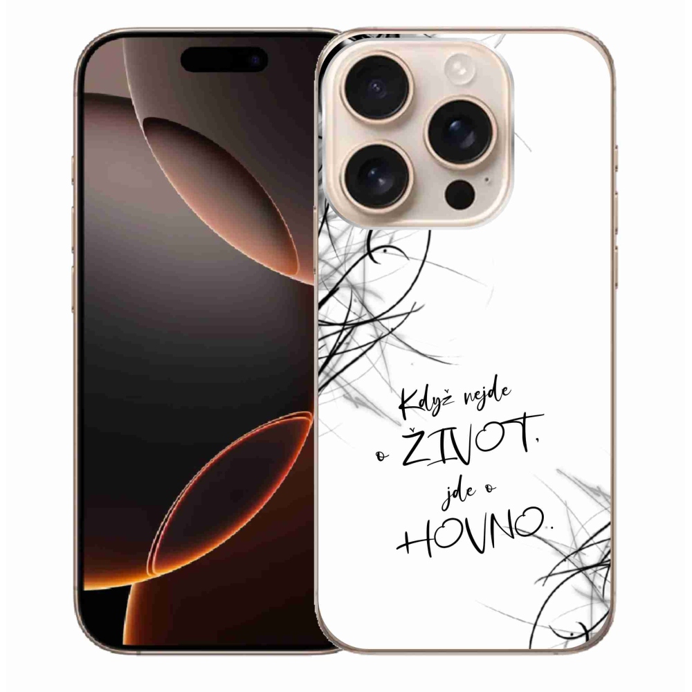 Gelový kryt mmCase na iPhone 16 Pro Max - vtipný text 16 bílé pozadí