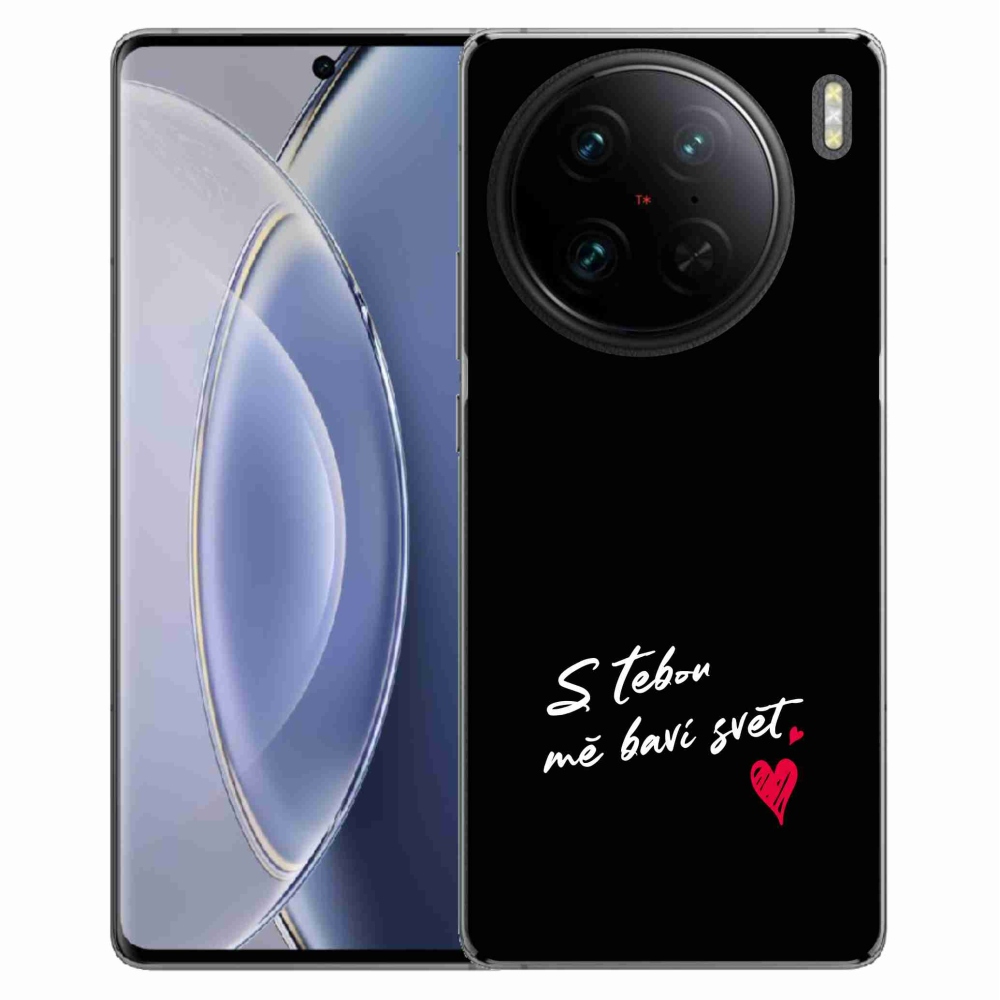 Gelový kryt mmCase na Vivo X90 Pro - zamilovaný text 1 černé pozadí
