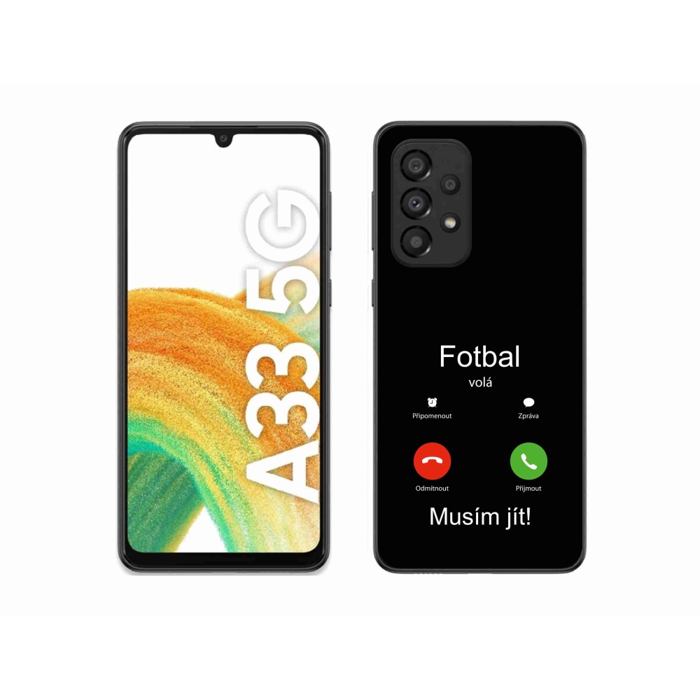Gelový kryt mmCase na Samsung Galaxy A33 5G - fotbal volá černé pozadí