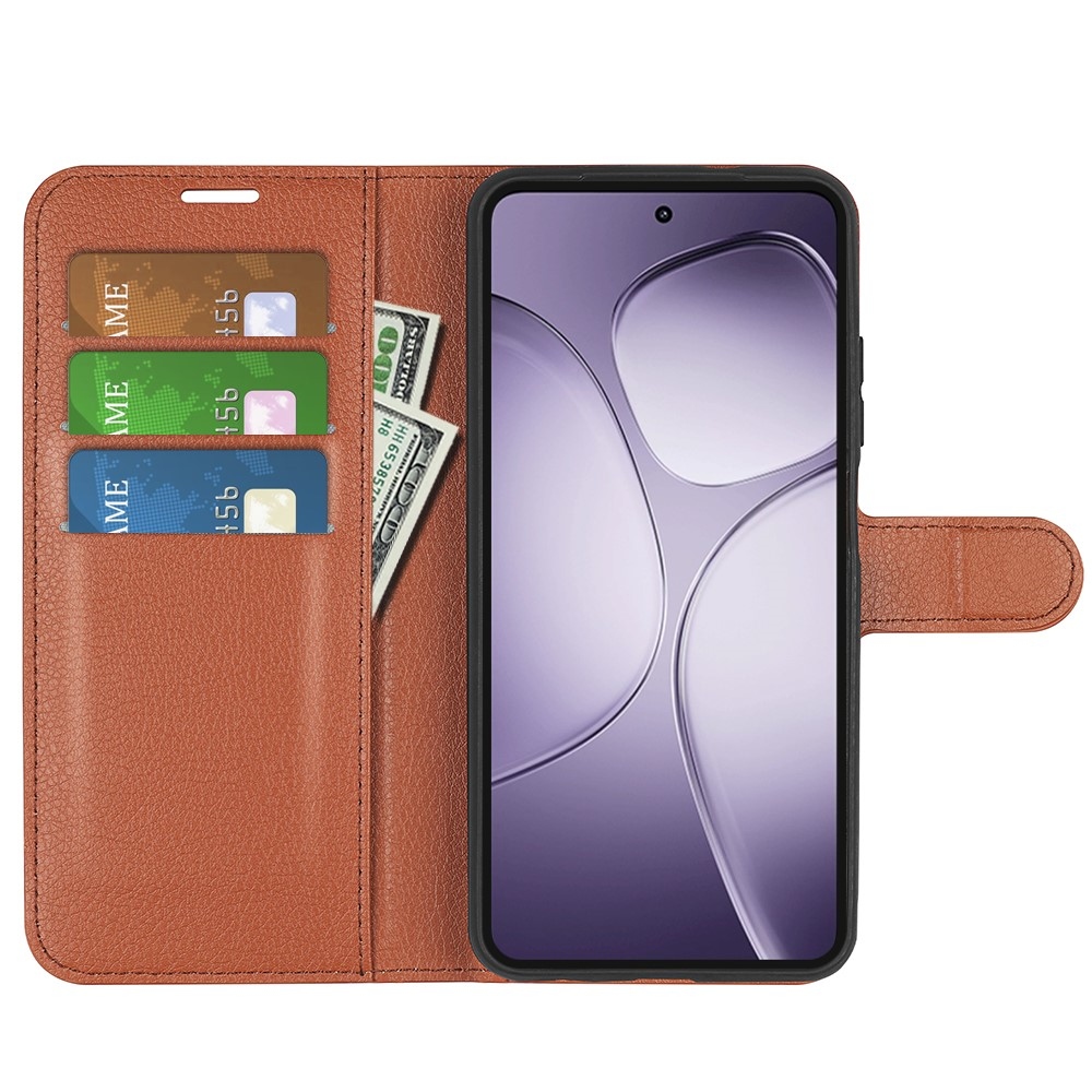 Litchi knížkové pouzdro na Xiaomi 14T Pro - hnědé