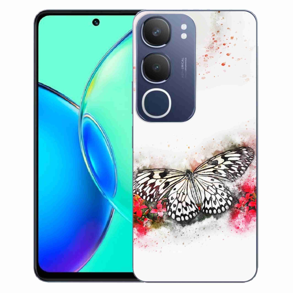 Gelový kryt mmCase na Vivo Y19s - černobílý motýl