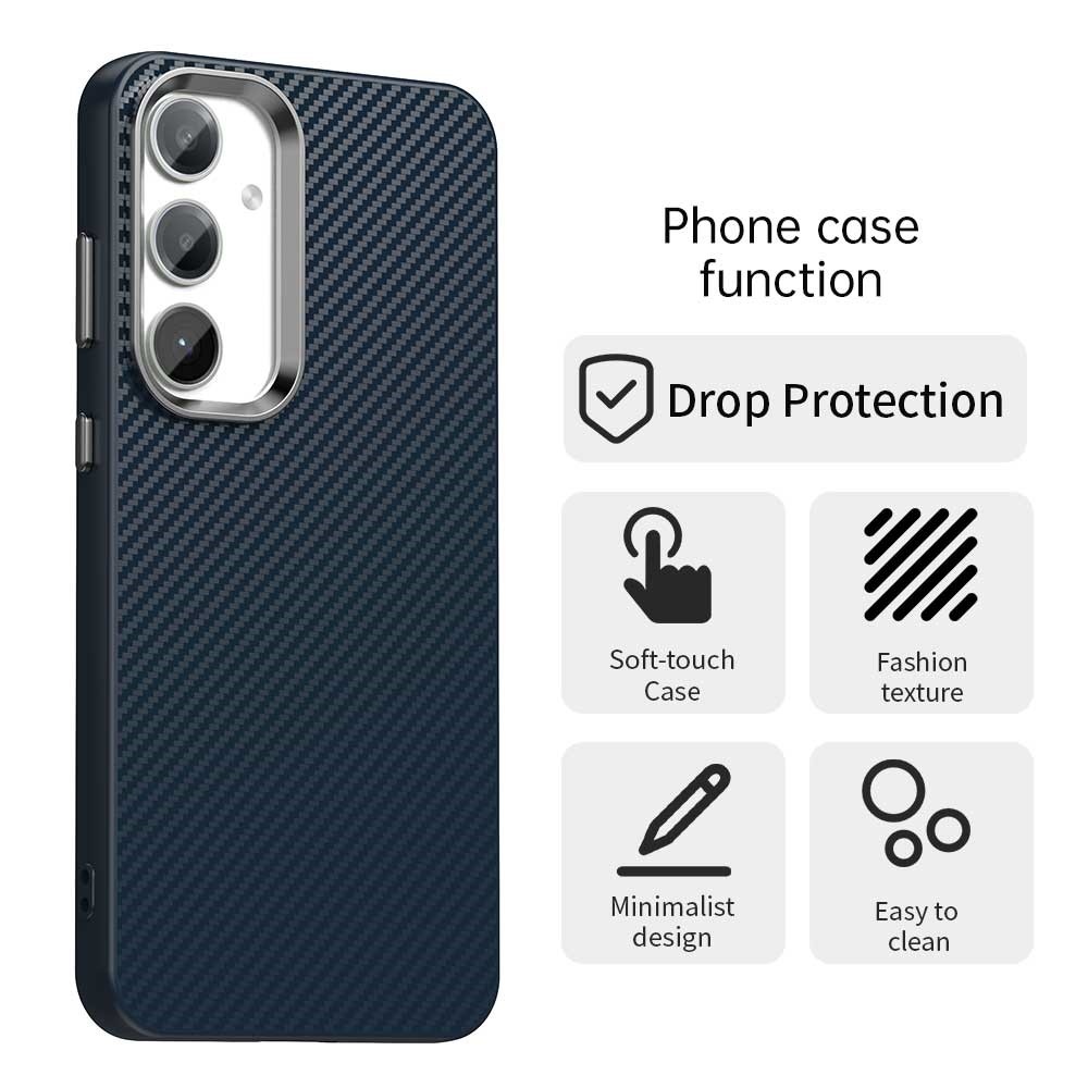 Texture Fiber odolný kryt na Samsung Galaxy S25 - modrý