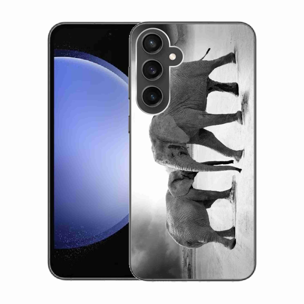 Gelový kryt mmCase na Samsung Galaxy S23 FE - černobílí sloni