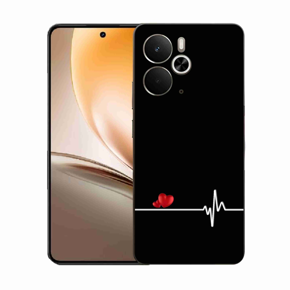 Gelový kryt mmCase na Realme 14 5G - srdce a tep černé pozadí