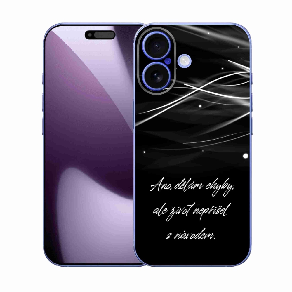 Gelový kryt mmCase na iPhone 17 - citát černé pozadí