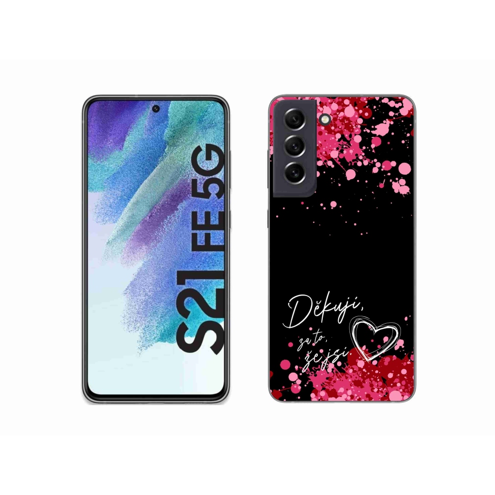Gelový kryt mmCase na Samsung Galaxy S21 FE 5G - zamilovaný text 2 černé pozadí