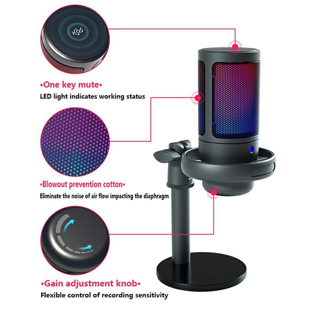 ME6S USB kondenzátorový mikrofon s pop filtrem a stojanem