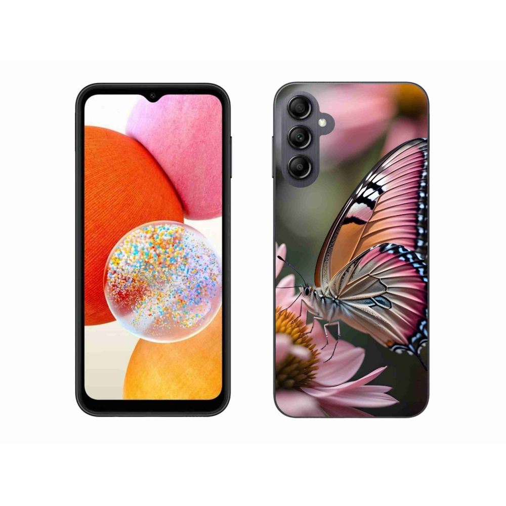 Gelový kryt mmCase na Samsung Galaxy A14 4G/5G - barevný motýl