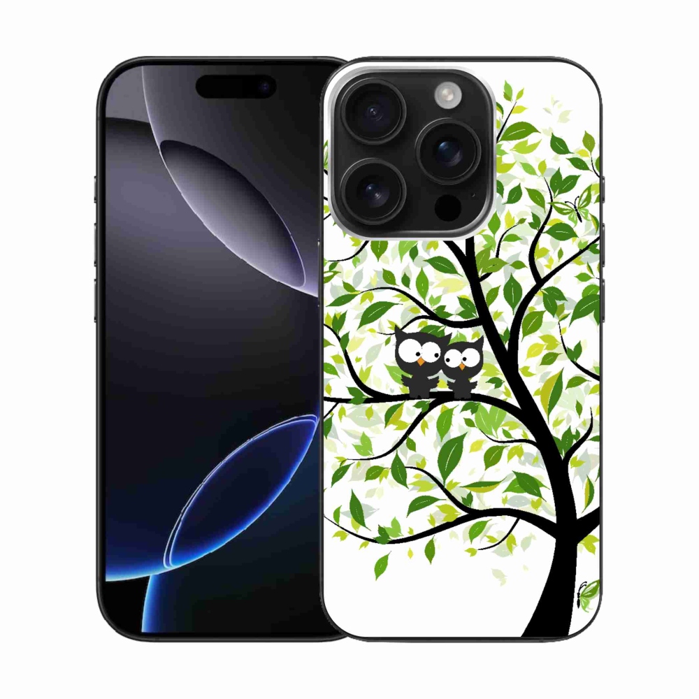 Gelový kryt mmCase na iPhone 16 Pro - sovičky na stromě