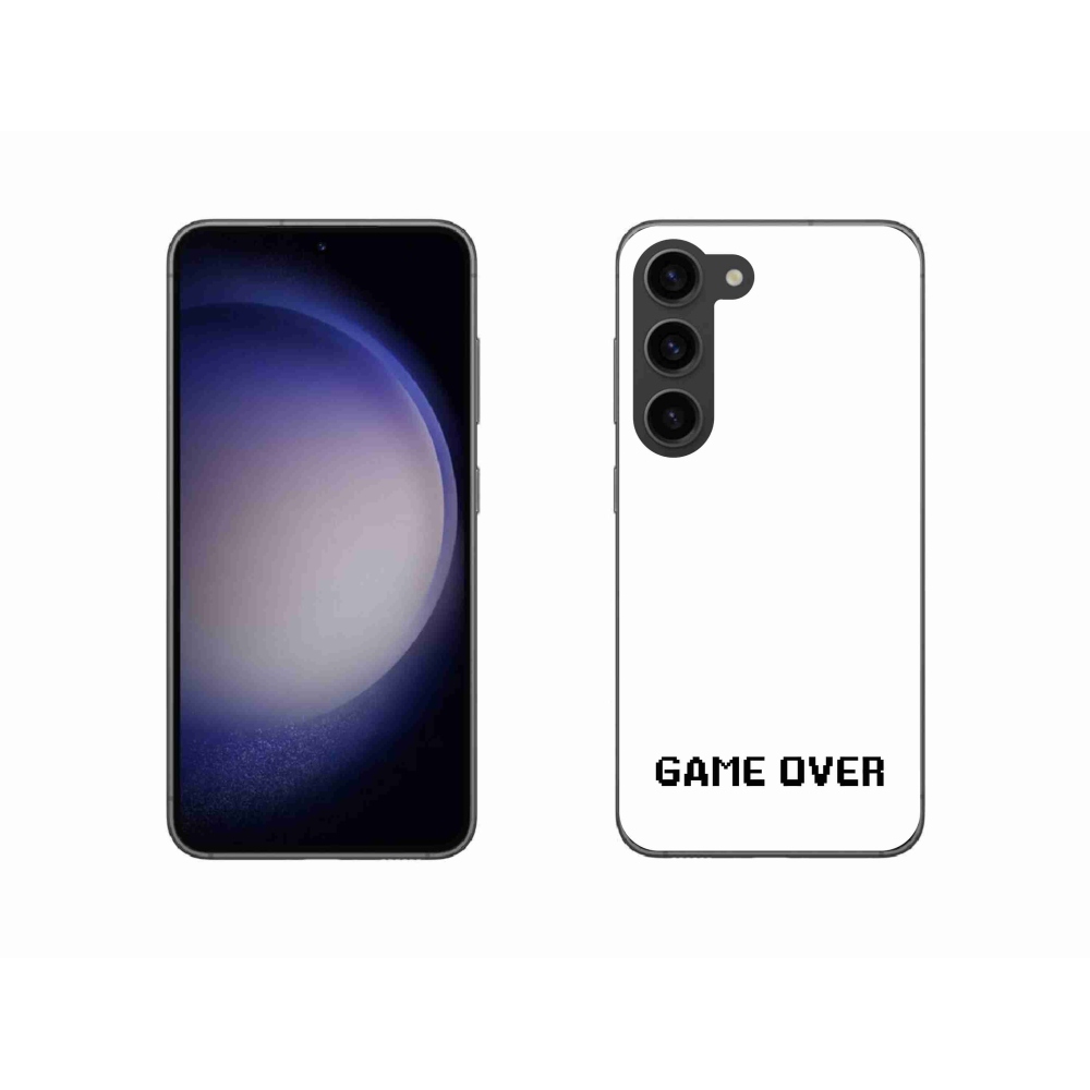 Gelový kryt mmCase na Samsung Galaxy S23 5G - game over bílé pozadí