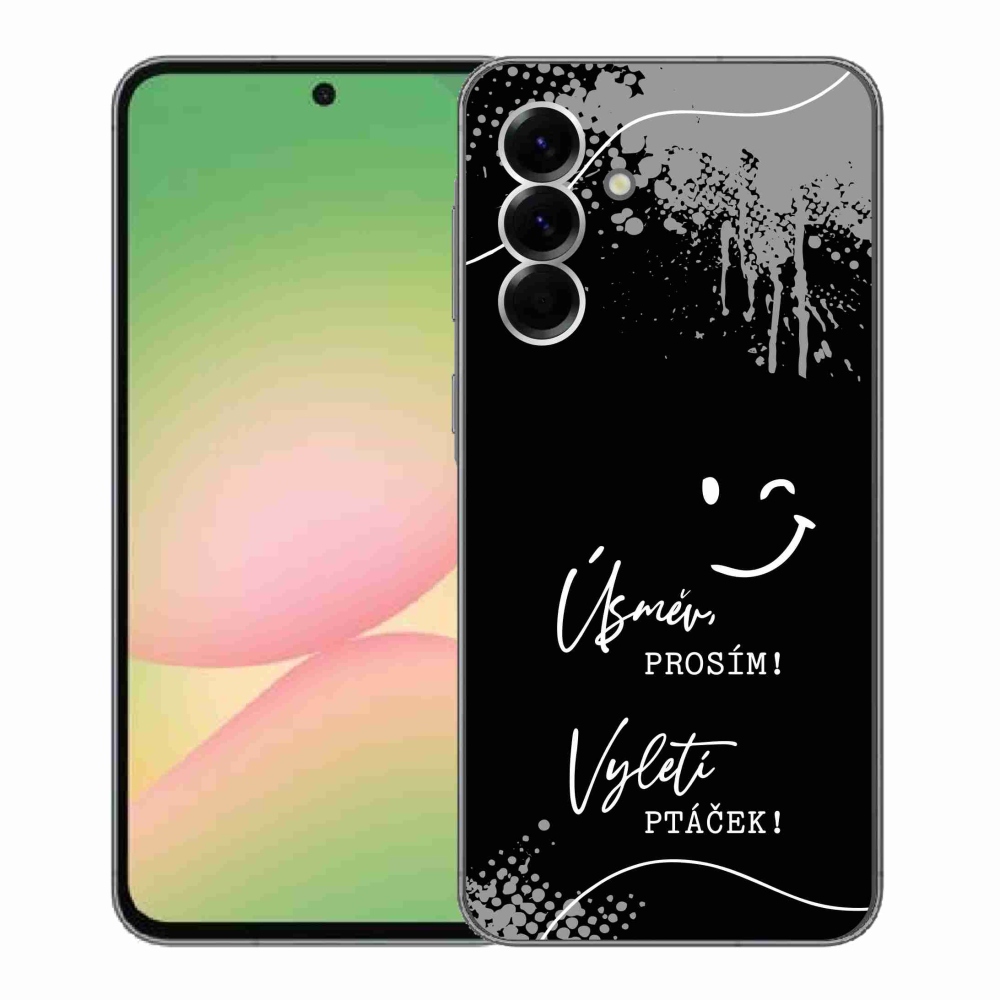 Gelový kryt mmCase na Samsung Galaxy A56 5G - vtipný text 4 černé pozadí