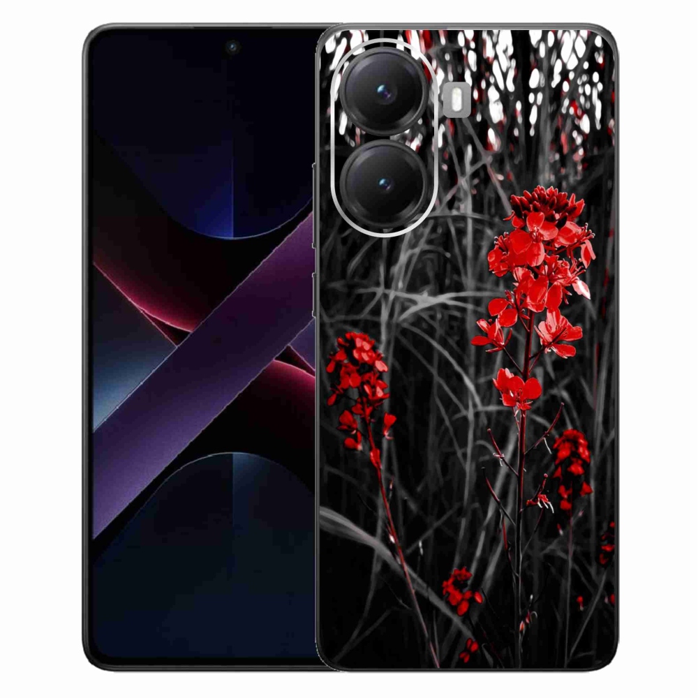 Gelový kryt mmCase na Xiaomi Poco X7 Pro 5G - červená rostlina