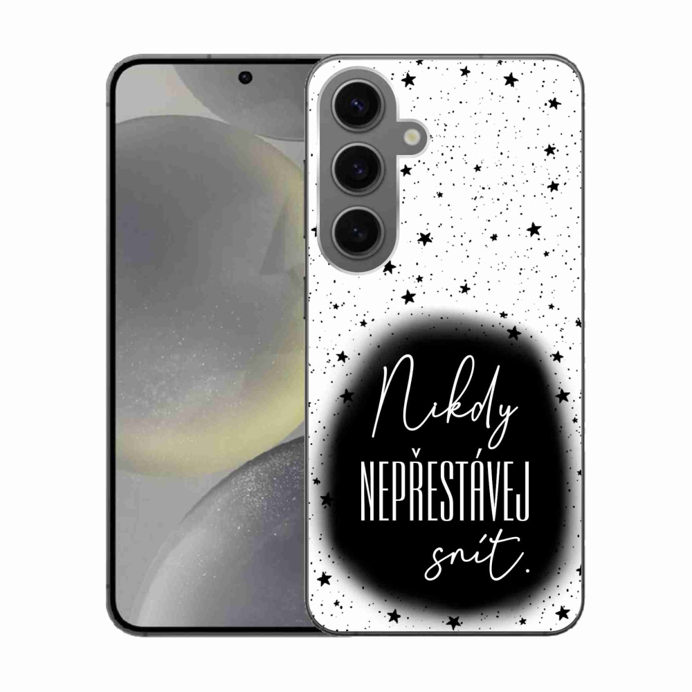 Gelový kryt mmCase na Samsung Galaxy S24 - citát 1 černobílé pozadí