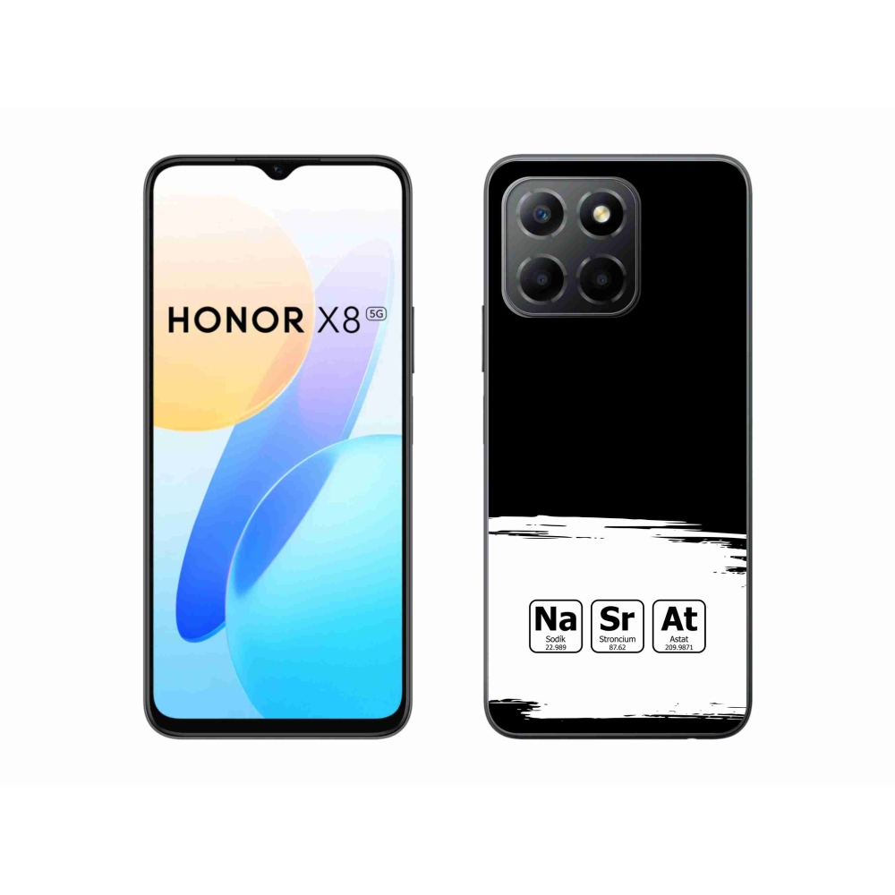 Gelový kryt mmCase na Honor X8 5G/Honor 70 Lite 5G - chemické prvky bíločerné pozadí