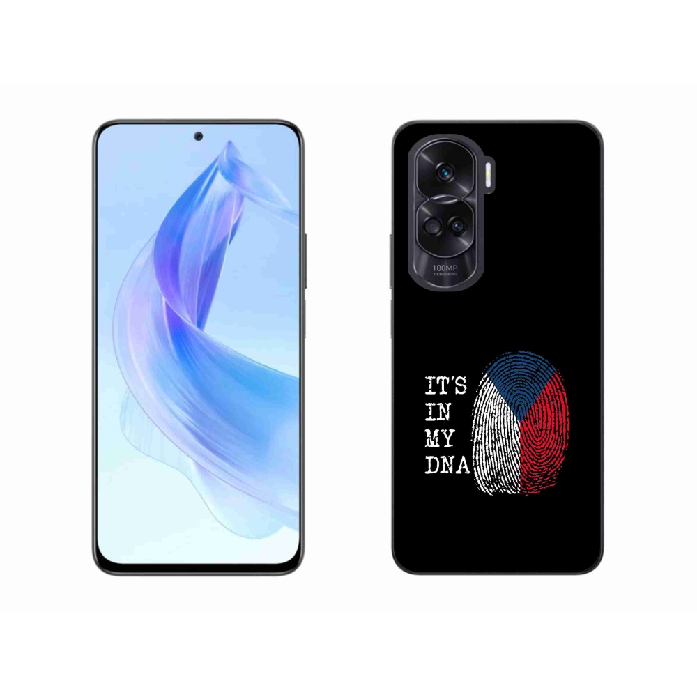 Gelový kryt mmCase na Honor 90 Lite - vlajka otisk prstu černé pozadí