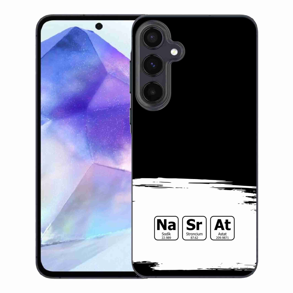 Gelový kryt mmCase na Samsung Galaxy A55 5G - chemické prvky bíločerné pozadí