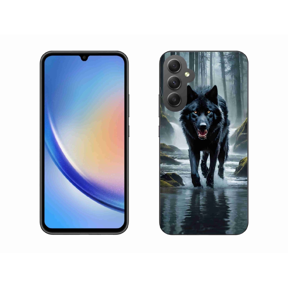 Gelový kryt mmCase na Samsung Galaxy A34 5G - černý vlk