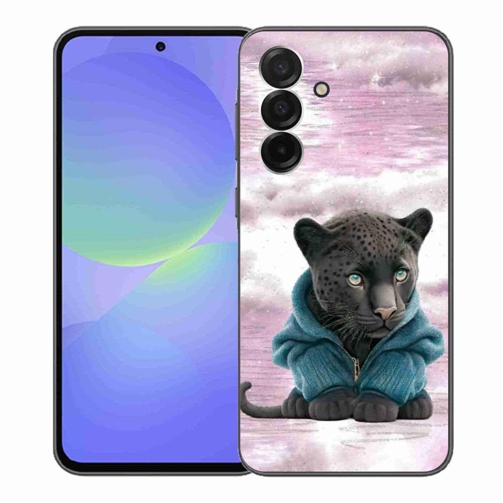 Gelový kryt mmCase na Samsung Galaxy A36 5G - černý panter ve svetru