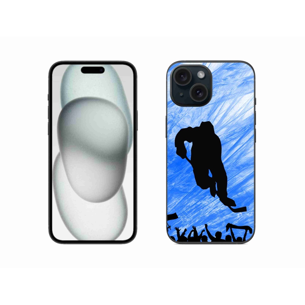 Gelový kryt mmCase na iPhone 15 - hokejový hráč