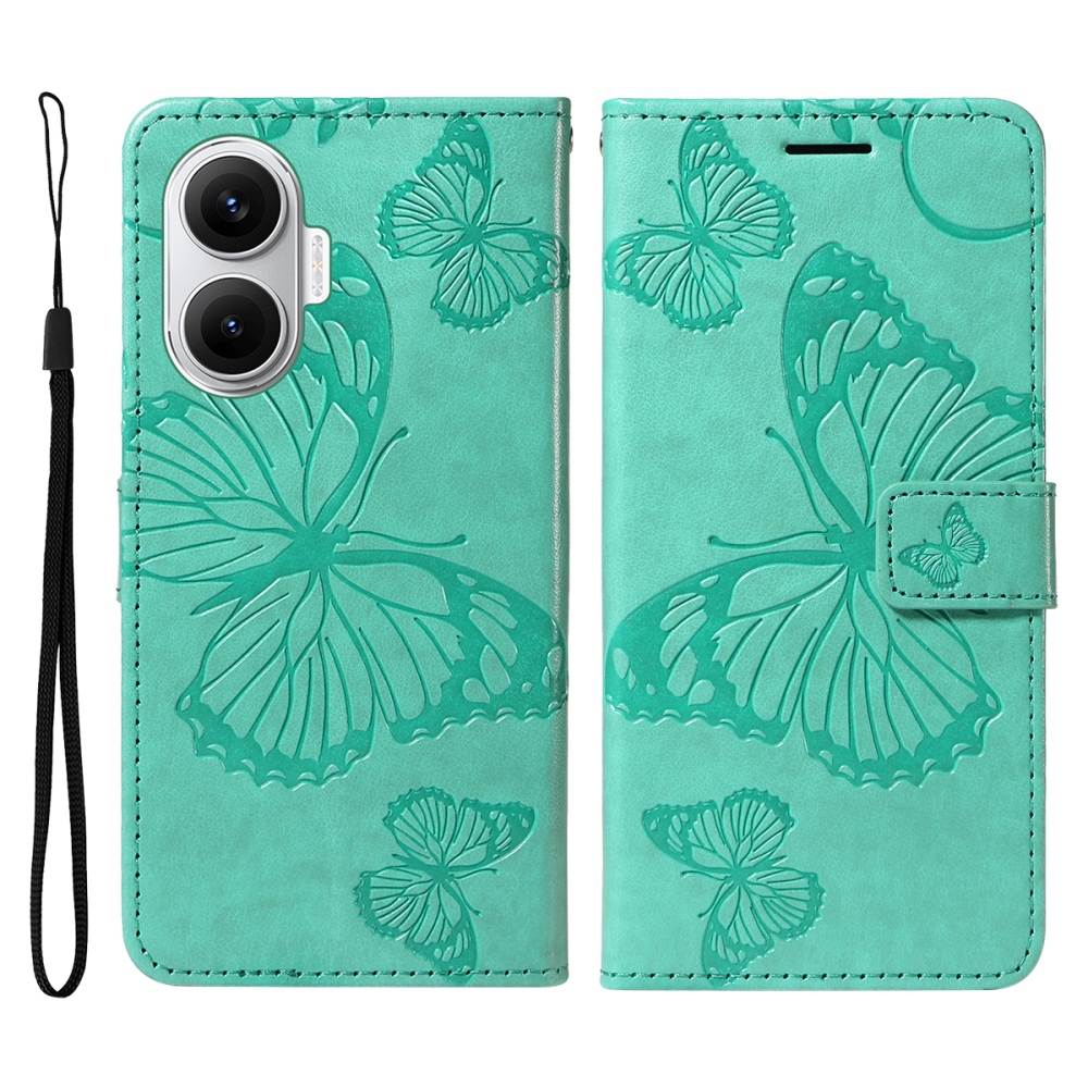 Big Butterfly knížkové pouzdro na Xiaomi Poco F7 5G - modrozelené