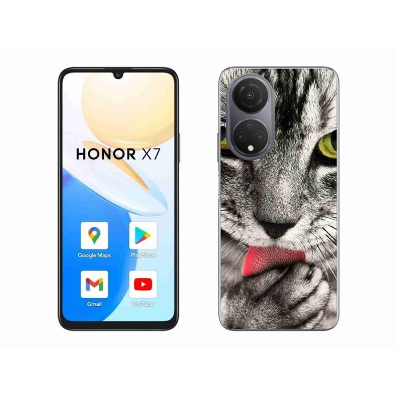 Gelové pouzdro mmCase na mobil Honor X7 - zelené kočičí oči
